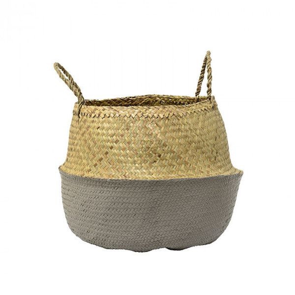 Cesta gris seagrass Ø 35x32 cm