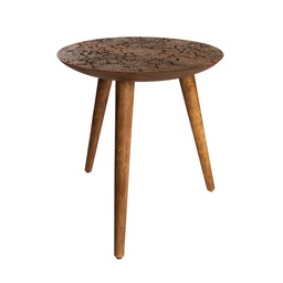 [2300046] By Hand L, mesa auxilliar en madera de sheesham Ø 40x45 cm